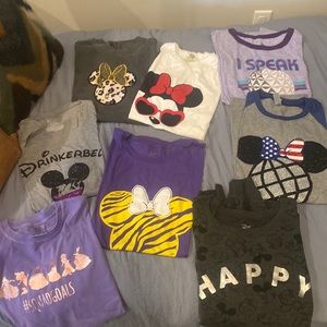 8 Disney themed T Shirts (7 short sleeve 1 long).